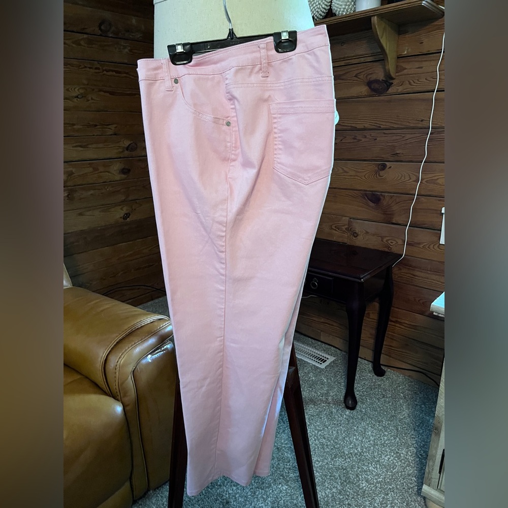 Sz.22W Denim 24/7 Pink Women's Denim Pants cotton poly spandex(40”W x 48” x 29”L